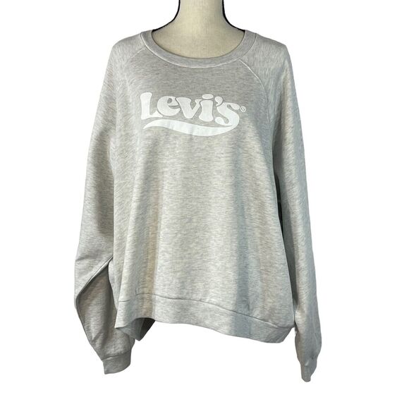 Levi's Tops - Levi's 3X-Large Sweatshirt Stretch Long Sleeve Grey w/ White Logo Womens New